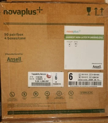 Guante interior Ansell NovaPlus Gammex PI talla 6 sin polvo, sin látex (V20687260) Foto 1 de 2