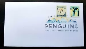 *FREE SHIP USA US Penguin 2015 Winter Fun Skaters 2014 (FDC) *color PMK *rare - Picture 1 of 5