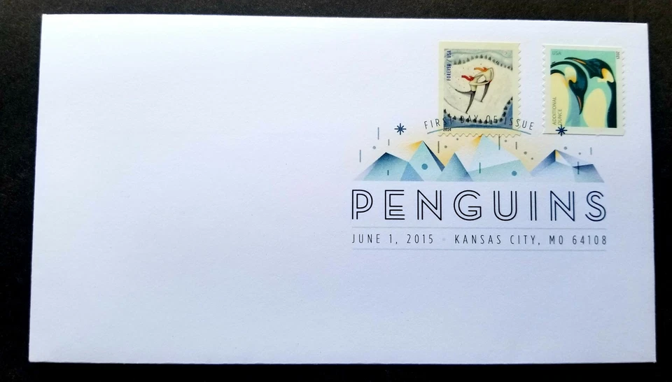 *FREE SHIP USA US Penguin 2015 Winter Fun Skaters 2014 (FDC) *color PMK *rare - Image 1 of 4