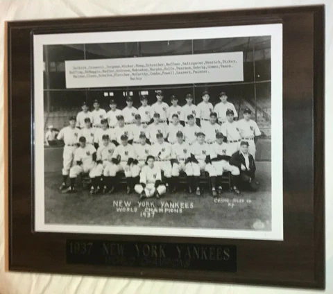 NY Yankees 1937 World Series Champions Team Vintage Wooden Wall Plaque Cover