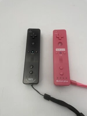 Nintendo Wii Remotes Motion Plus Controllers OEM Black And Pink 3rd Party Tested - Image 1 of 4