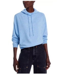 Luxurious 100% Cashmere Drop Shoulder Hoodie By Aqua in Heather Blue XS - Picture 1 of 6