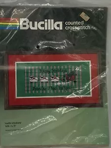 Bucilla Counted Cross Stitch Happy Holidays #82296 Sheep Sleigh 7”x 12” New - Picture 1 of 6