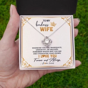 Personalized To My Wife Necklace Silver 925 Birthday Anniversary Valentines Day - Picture 1 of 9