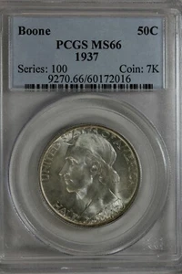 1937 .50 PCGS MS 66 BOONE Classic Silver Commemorative Coin - Picture 1 of 2