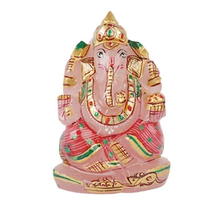 Estatua Ídolo Dios Ganesha 73 Ct Ganesh Estatuilla Natural Rosa Cuarzo Piedra Hecha a Mano - Imagen 1 de 4