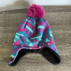Macpac New Zealand Toddler’s Girl’s Purple Teal Pompom Winter Beanie - Picture 1 of 6