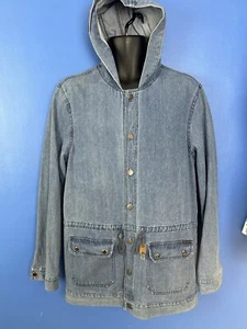Wrangler Workwear Hooded Long line long sleeve Button Denim Shirt small - Picture 1 of 10