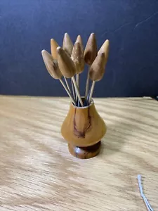 Vintage WoodCocktail / Hors d’ouevres PIcks and Holder Charcuterie - Picture 1 of 10