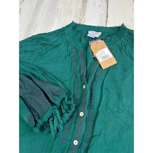 NWT Tru Luxe Jeans Juniper Boho Button Up Cotton Blouse- Size M - Picture 1 of 12