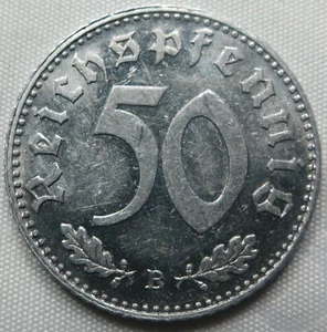 GERMANY 3rd Reich 50 Reichspfennig 1940 B Vienna Austria About UNC Swastika #A86 - Picture 1 of 2