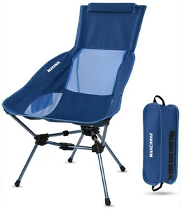 MARCHWAY Lightweight Folding High Back Camping Chair with Head Support, Stable - Picture 1 of 8