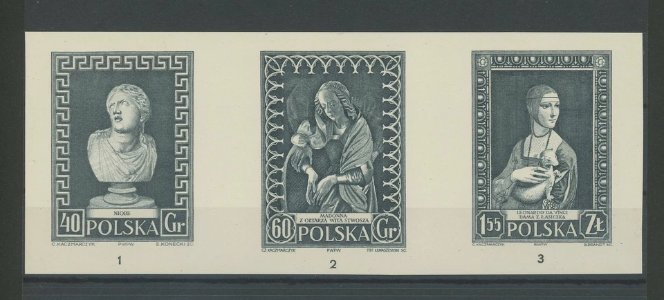 POLAND BLACK PRINT 1958 RARE !! ART MADONNA NIOBE LEONARDO DA VINCI h3866 - Image 1 of 1
