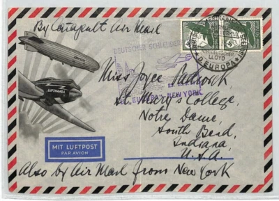 GERMANY Cover 1935 *CATAPULT* AIR MAIL Norddeutscher Lloyd Seapost-New York XZ2 - Image 1 of 4