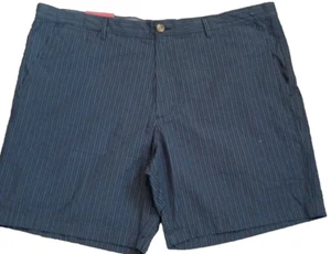 Merona Chino Shorts Mens Size 42 Blue Striped Flat Front 100% Cotton NWT - Picture 1 of 4