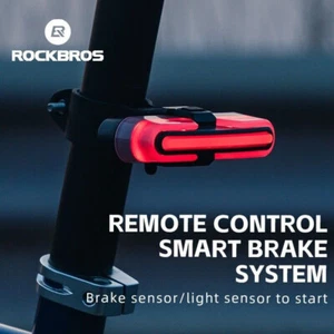 ROCKBROS Cycling Bike Seat Rear Taillight Turn Signal Smart Warning Light USB - Picture 1 of 11