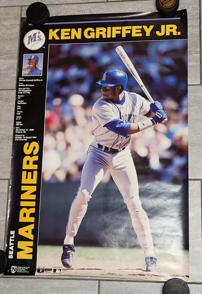 Rare Original 1991 Ken Griffey Jr Norman James Large 22" x 34" Wall Poster - Image 1 of 4