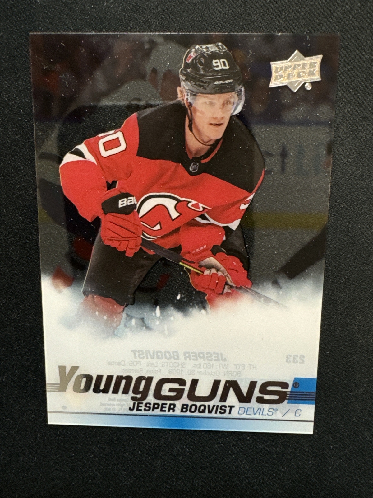 19-20 UD Series 1 Hockey Clear Cut Parallel Young Guns 233 Jesper Boqvist