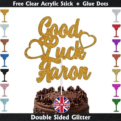 CRAFTMONK Personalised Good Luck Cake Topper, Party Good Luck Name Cake Topper