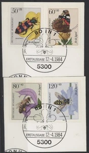 Alemania Occidental 1984 Bienestar Juvenil - Juego de 4 Insectos Polinizadores, usados en pieza - Imagen 1 de 1