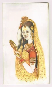 Pintura miniatura a mano de la reina Rajput cepillándose su oído en plato 3,5x6 pulgadas - Imagen 1 de 5