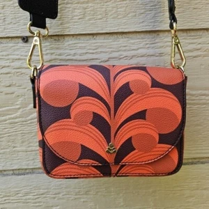 Orla Kiely Mini-Umhängetasche Vera orange und lila bedruckt kieselsteinfarben - Bild 1 von 12