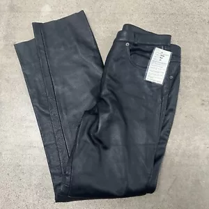 Vintage FMC Genuine 100% Black Leather Pants Men’s 34x33 NWT - Picture 1 of 15