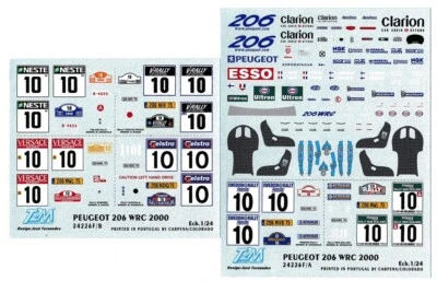Decal 1/24 Peugeot 206 WRC Rally Season 2000 Colorado per Tamiya Kit base - Immagine 1 di 3