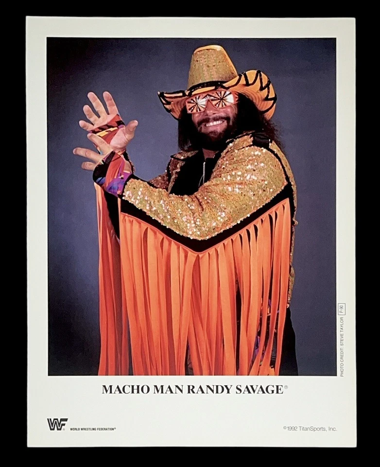 WWE MACHO MAN P-90 OFFICIAL LICENSED 8.5X11 ORIGINAL PROMO PHOTO FROM 1992 RARE - Image 1 of 1