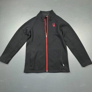 Spyder Full Zip Fleece Jacket Boys 14/16 Black Red Logo Winter Ski Snow Outdoor - Picture 1 of 16