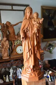 Virgin Mary and child Hand Carved Wood sculpture statue Religious - Picture 1 of 12