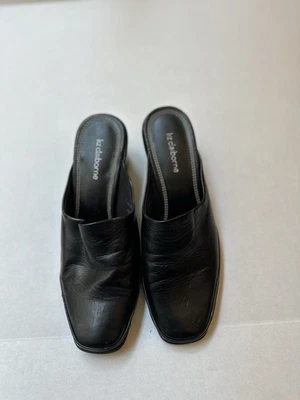 Liz Claiborne Black Nappa Slip On Mules Heels US Size 6M - Image 1 of 4