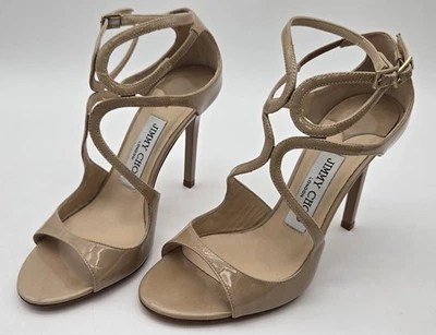 Сандалии Jimmy Choo бежевые лакированная кожа ремешок на лодыжке размер 35,5 - Изображение 1 из 4