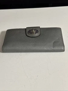Vintage Coach Damen Geldbörse Doppelfaltung Drehverschluss Leder Hellgrau - Bild 1 von 12