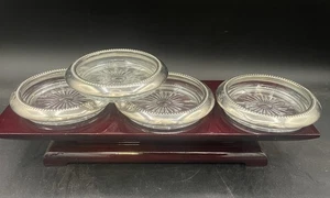 SET 4 SOTTOBICCHIERI IN VETRO PLACCATO ARGENTO W&S BLACKINGTON. (44) - Foto 1 di 5