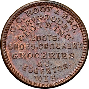 Edgerton Wisconsin Bürgerkrieg Medaille Wurzel R6 sehr selten Stadt NGC MS65 Ex Hetrich - Bild 1 von 4