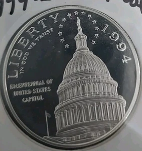 1994 S Proof Capitol Bicentennial Silver Dollar Uncirculated Commemorative Coin - Picture 1 of 2