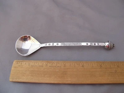 CUCHARA ISRAEL de colección esterlina con tapa de bola - mango plano grabado - marca 32 Foto 1 de 4