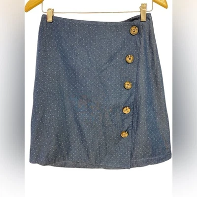 Seen Worn Kept Faux Wrap Denim Blue with White Polka Dots Size 4 - Image 1 of 4
