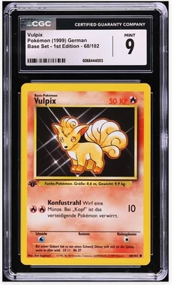 1999 😺 Pokemon GERMAN 1st Edition Base Set Vulpix 68/102  CGC-9 - Image 1 of 2