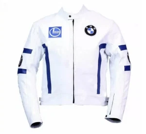BMW Castrol Cowhide Leather Motorcycle Racing Jacket Men Rider Armor Protected - Picture 1 of 4