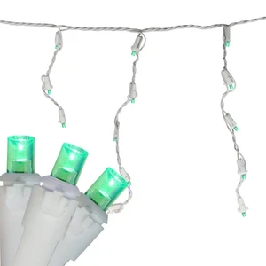 Brite Star 70 Lt 5MM MICRO MINI LED ICICLE LIGHT, GREEN, WHITE WIRE, - Picture 1 of 3