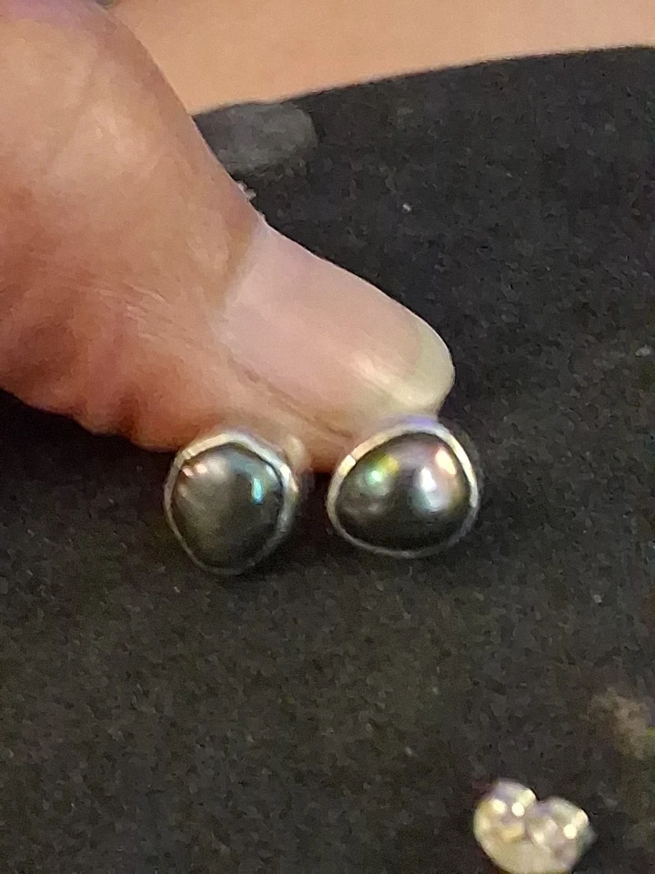 Aretes vintage de plata 925 y perlas negras firmados Jackson Foto 1 de 4