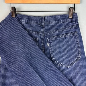 Jeans vintage anni 80 Levi's donna 26 blu gessato vita alta denim plissettato - Foto 1 di 7