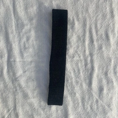 Vintage Mens Wool Knit Tie 100% Wool Black Square Skinny - Image 1 of 4