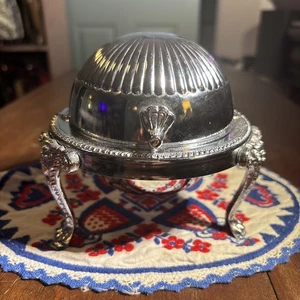 Vintage F.B. Rogers Silver Co. Roll Top Caviar/Butter Dish Server - Picture 1 of 7