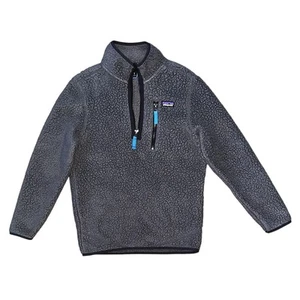 Patagonia Retro Pile 1/4-Zip Gray Fleece Pullover Boy's Medium 10 - Picture 1 of 6