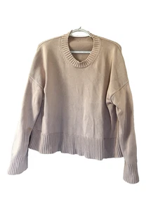Everlane Mujer M Rubor Bebé Rosa Cuello Redondo Cuadrado Crop Suéter Coqueta Suave Niña - Imagen 1 de 6
