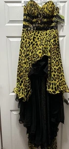 Cassandra Stone Mac Duggal High Low Animal Print Formal Cocktail Prom Dress Sz 8 - Picture 1 of 12
