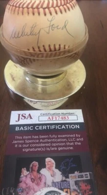 BÉISBOL OAL RAWLINGS FIRMADO POR WHITEY FORD NY Yankees AUTÓGRAFO CERTIFICADO DE AUTENTICIDAD JSA Foto 1 de 2